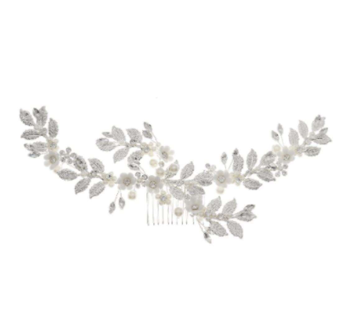 Grzebień do Włosów dla Panny Młodej Akcesoria do grzebieni bocznych dla kobiet z pomponem Retro ozdobne klipsy do włosów z grzebieniami Rhinestone Flower Spinka do włosów Grzebień do Włosów ślubna (B