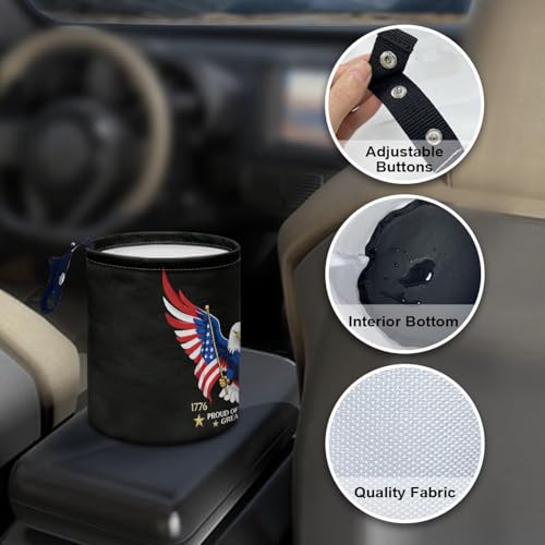 Image of 250TH Anniversary of America Flag Eagle Car Front Seat Can Foldable Auto Console Center Back Seat Garbage Container Bag Kitchen Rubbish Bin Fashion Vehicle Organization Basket