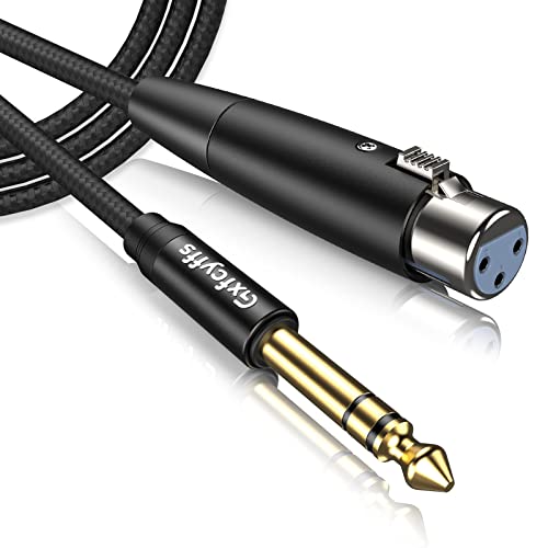 Gxfcyffs Cable Jack 6,35mm a XLR Hembra 2M, OD6,0mm Trenza Nylon Cable Jack 6,3 TRS Estéreo a Microfono XLR Balanceado para Micrófono, Amplificador, Mezclador (Negro) Cover