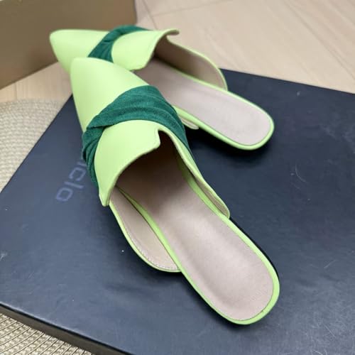 ChaiRong Zhou Women's Bowknot Slippers Flats Ladies Pu Leather Mules with Non-Slip Rubber Sole Indoor Outdoor Casual Shoes4