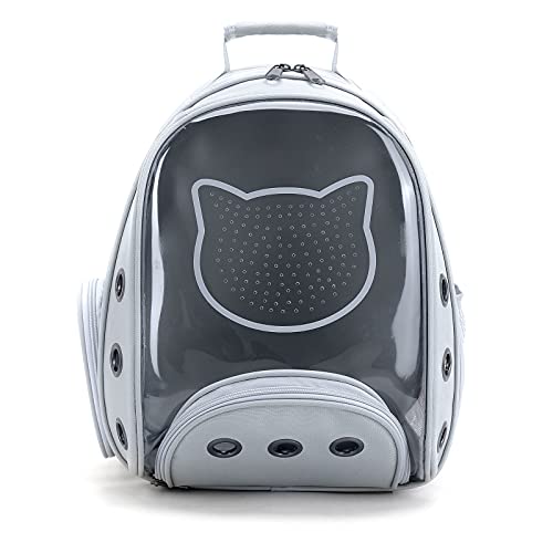 PETCUTE Cat Backpack,Cute Cat Carrier Backpack for Cat and Dogs Up to 7kg,Breathable Pet Backpack with Internal Safety Strap and Removable Mat for Travel Camping Hiking Light Gray - Image 2