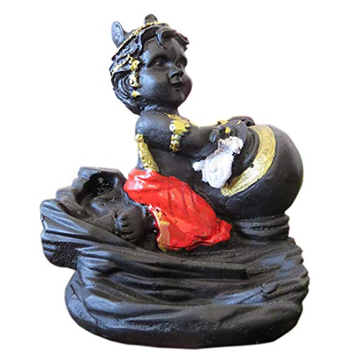 Image of Cute Laddu Gopal Smoke Fountain Backflow Cone Decorative Incense Holder (Multicolour) with 20 Back Flow Cones