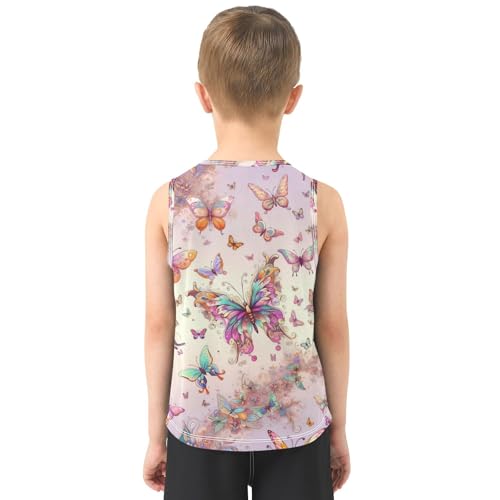 susiyo Colored Butterfly Boys Sleeveless Tank Top Girls Athletic T Shirt3