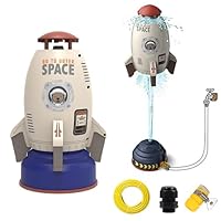 HuaMuDM Rocket Wassersprinkler Kinder Outdoor,Water Rocket Sprinkler,Garten Wasserstrahl Rakete,3 Meter Schlauch,Outdoor Wasserspielzeug Sprinkler für Kinder Raketenform,Rasen,Garten,Pool-Party