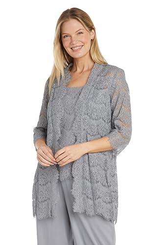 3PC Duster Pant Suit Lace Shell & Jacket W/Chiffon Pant2