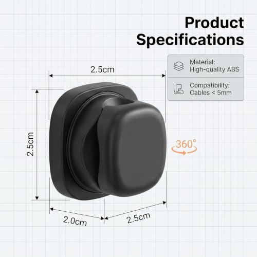 Cable Clips 6 Pack, Self Adhesive Cable Management Holder for Desk, Cord Organizer for Phone Charging USB HDMI Wire, Black - image 9