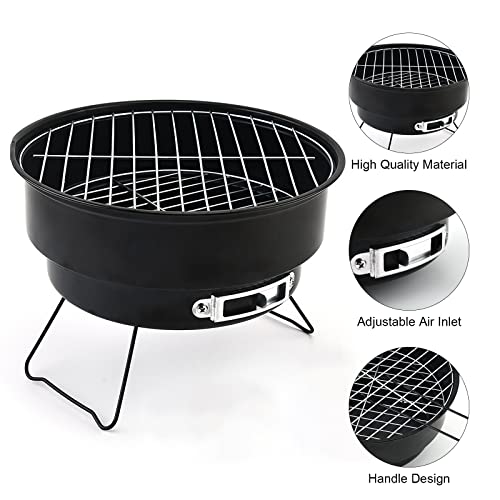 Seahelms Klappgrill Klein Grill Camping Grill 26×26×18cm Tragbarer Campinggrill BBQ Grills mit Isolierter Tasche for Picknick Outdoor Garten Party