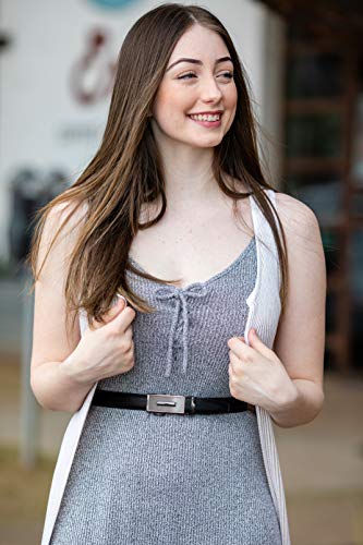 Women's Leather Ratchet Belt, Trim to Fit 18"- 44" Waist, No Holes, Packed in a Gift Box (W719X Black, 25mm Wide)4