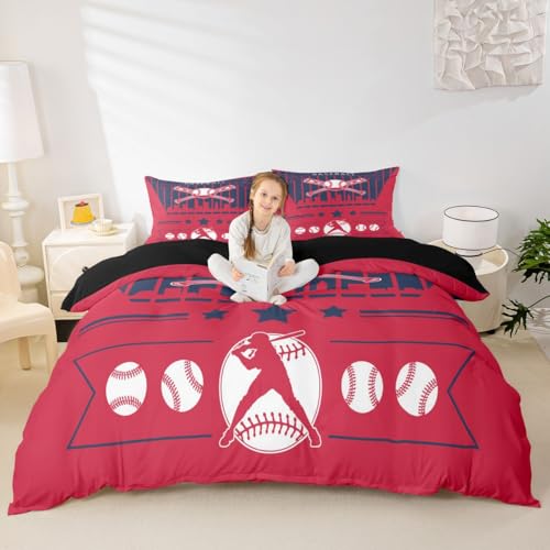 Erosebridal Baseball Duvet Cover Cleveland Toddler Bedding Set,Baseball City Bed Cover Sports Game Bed Set