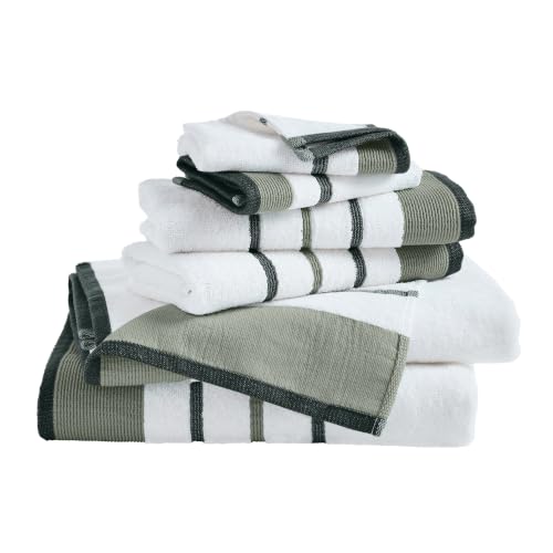 Great Bay Home Decorative Bath Towel Set - Luxury Cotton 6 Piece Towel Set - Luxurious, Ultra-Soft, Durable Towels for Bathroom Decor (Forest Green/Moss)