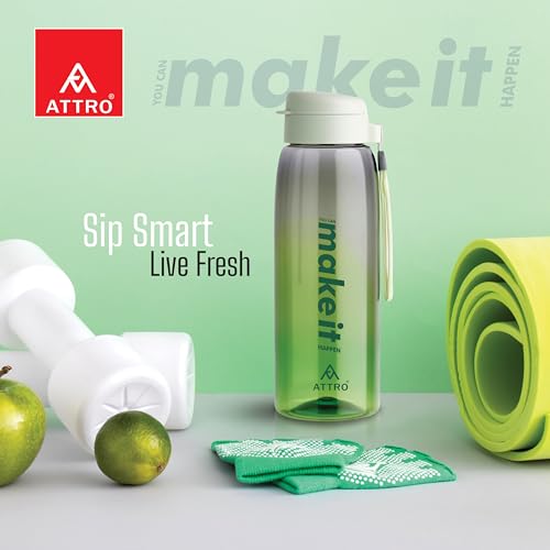Image of ATTRO Sip Star Plastic Water Bottle - 1000ml, Green, BPA Free, Leak-Proof, Durable Sports & Travel Bottle, Ideal for Gym, Office, School, Outdoor & Daily Use