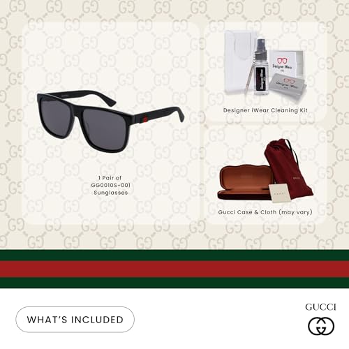 Gucci GG0010S Square Sunglasses For Men For Women +BUNDLE with ACCESSORY EYEWEAR KIT2