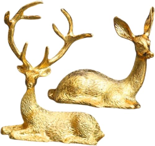 Lnwwrv 2 Stück Metall-Rentier-Statuen - leichte Luxuriöse Weihnachtsregal-Dekoration,...
