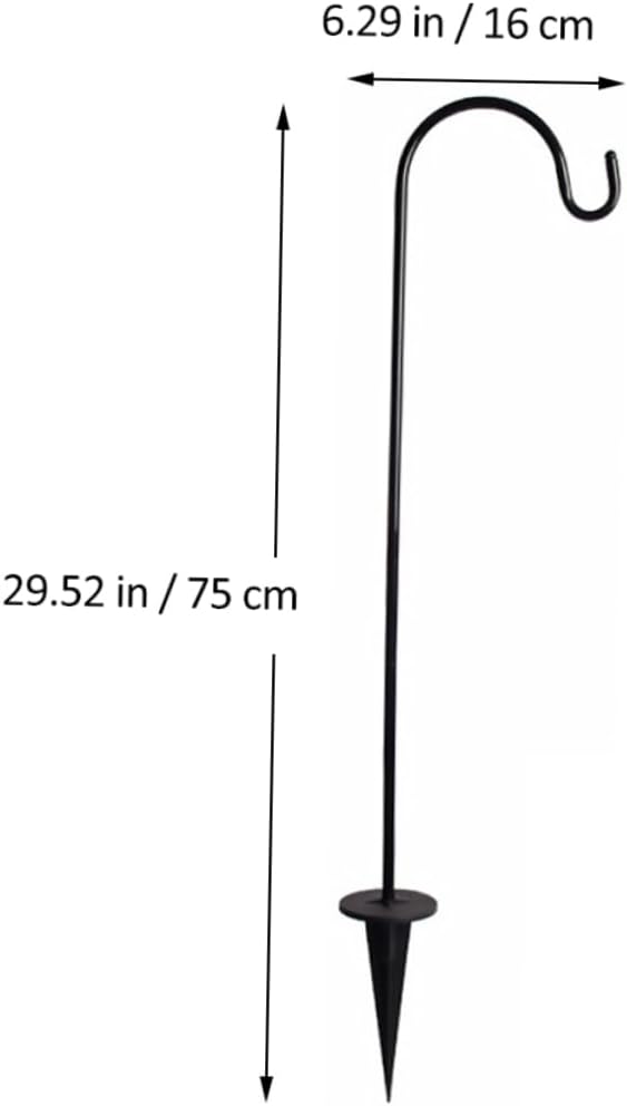 OUNONA 6pcs Black Iron Ground Hooks for Garden Sturdy Outdoor Metal Stakes for Hanging Lanterns and Flags for Festivals and Decorations