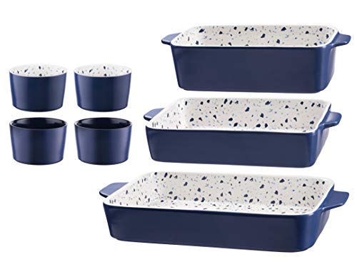 La Rochelle 7 Pc. Ceramic Bakeware Set With Square And Round Pans, Rustic Farmhouse Dishes For Baking, Cooking, Lasagna, And Pastries, Thick Non-Stick Bake Surface #TOP1
