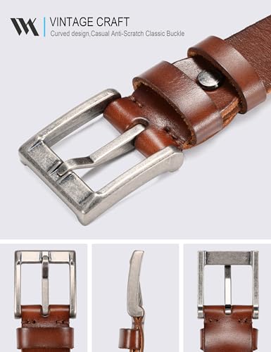 Image of WOLFANT Full Grain Leather Belt for Men,1.5 inch Italian Real Solid Leather | All-Day Comfy Durable Leather Belt for Casual, Work and Daily Wear
