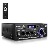 AK45 pro Stereo Amplifiers Home Audio, Stereo Receivers 400W Home 2 Channel Bluetooth 5.0 Power Amplifier System, FM Radio, USB, SD Card, with Remote Control for Home Theater Speakers Studio, Karaoke