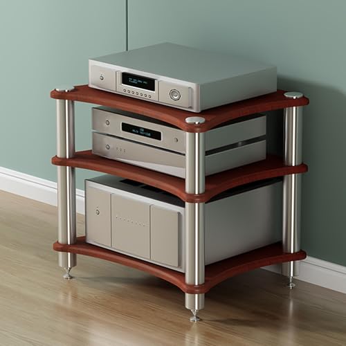 Meuble AV en teck à 4 niveaux pour médias et vinyles compact - 2