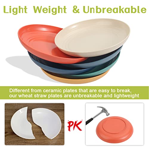 Sgaofiee 12 Pack 9 Inch Lightweight Wheat Straw Plates, Microwave And Dishwasher Safe Bpa Free And Healthy Wheat Straw Plates, Unbreakable Deep Dinner Plates #TOP4