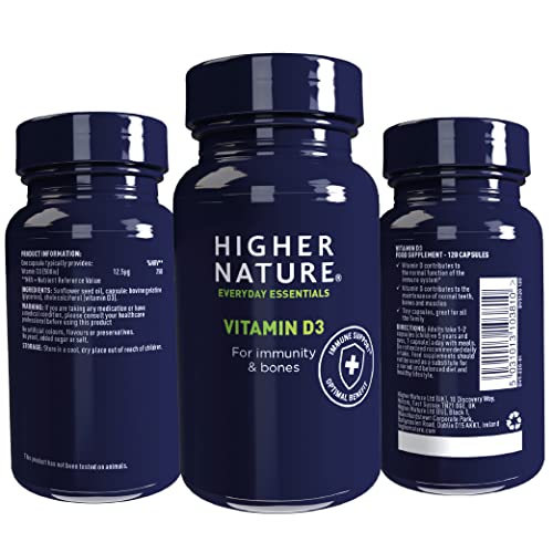 Higher Nature - Vitamin D3 - Supports Immunity - Supports Muscle Function - The Sunshine Vitamin - 120 Capsules - Image 6