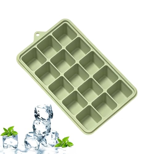 Ice Tray Silicone - 15 Grid with Lid Easy Release Food Grade Silicone Ice Mold, 7.87x5.12x1.54 inches Freezer Ices Cube Tray for