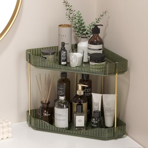 Lifewit 2-Tier Corner Bathroom Counter Organizer, Plastic Makeup Skincare Organizers Storage...