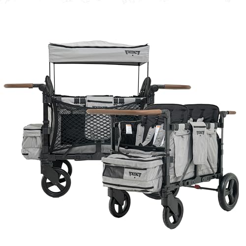 Image of Keenz XC+ EVO - Luxury Comfort Stroller Wagon | Foldable 4 Passenger with Adjustable Canopy | Grey