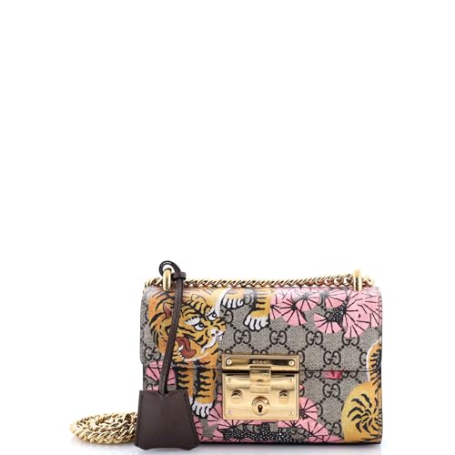 Gucci, Pre-Loved Padlock Shoulder Bag Bengal Print GG Coated Canvas Small, Brown