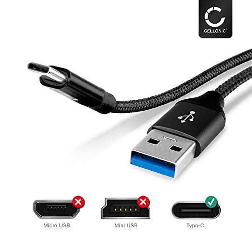 CELLONIC USB C Cable Compatible for Xiaomi Redmi Note 11 Note 8 Nintendo Switch 5 GBit/s Fast Data Transfer 2m Charging/Charger Lead - Black - Image 3