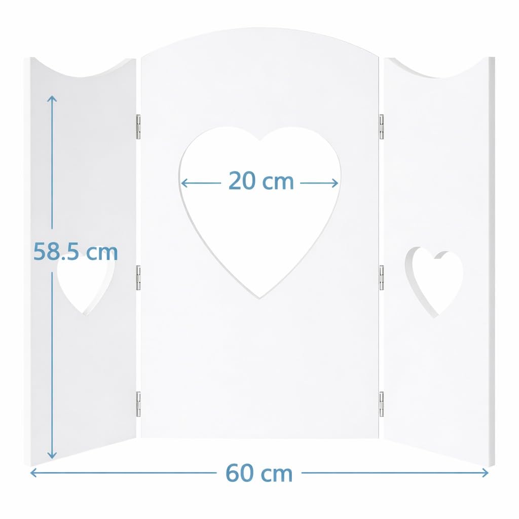 Décoration de fenêtre - Paravent avec motif cœur - Style shabby - 58cm - Blanc