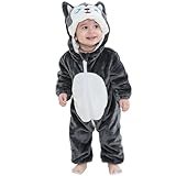 MICHLEY Unisex Baby Boy Girl Hooded Romper Winter Animal Cosplay Jumpsuit Outfits, Dog, 6-12months, Size 80