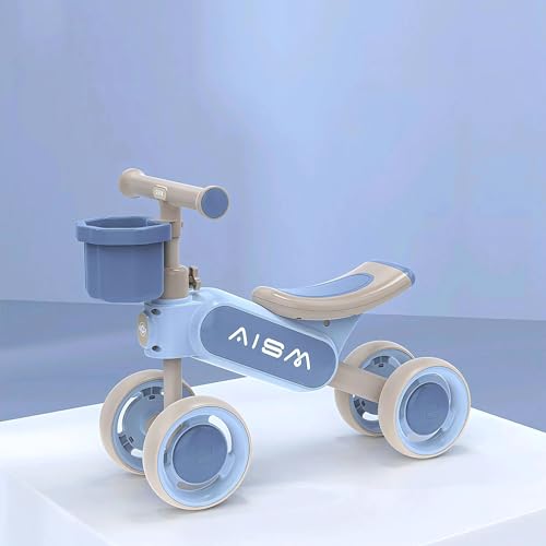Image of Baby Balance Bike | Toddler First Ride-On Bike | Non-Pedal 4-Wheel Push Bike | Lightweight & Sturdy Design for Boys & Girls | Ideal for 1.5-4 Years Old (Blue : KB-079)