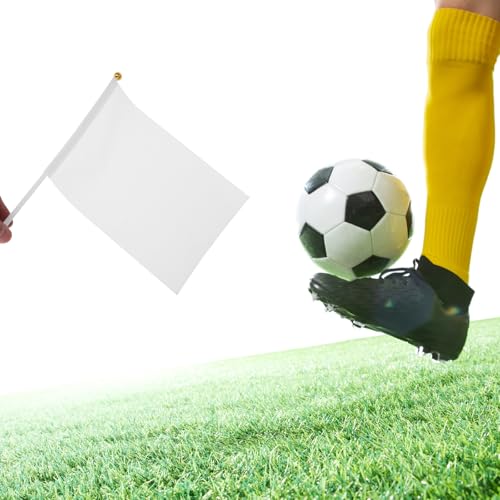 48 banderines de árbitro blancos con manivela de plástico y poliéster para eventos 4