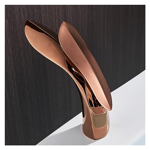 Grifo de lavabo cascada sin salpicaduras mezclador monomando oro rosa 4