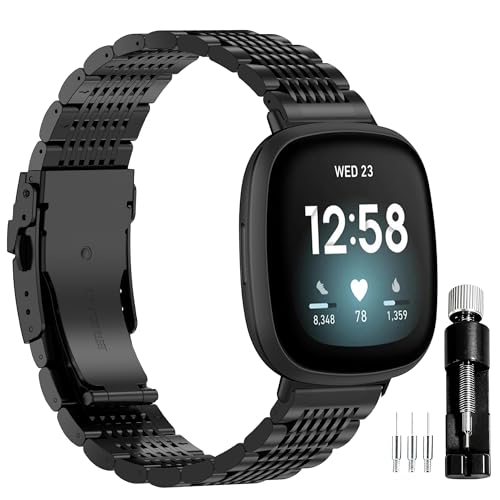 Gheper ���^�����v�o���h compatible with Fitbit Versa 4/Versa 3/Sense 2/Sense �Ή� �X�}�[�g�E�H�b�`�����p�X�e�����X�X�`�[���u���X���b�g