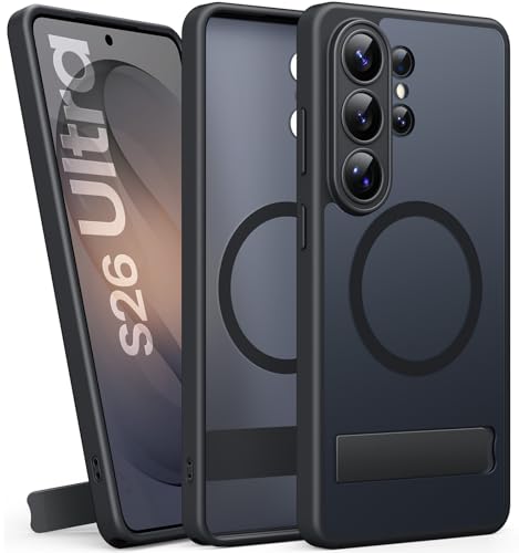 Image of for Samsung Galaxy S26 Ultra Case with Stand, Compatible with MagSafe, Full Camera Protection, Military Grade Drop, Translucent Slim Hard Magnetic Phone Case for Samsung S26 Ultra 2026, Black