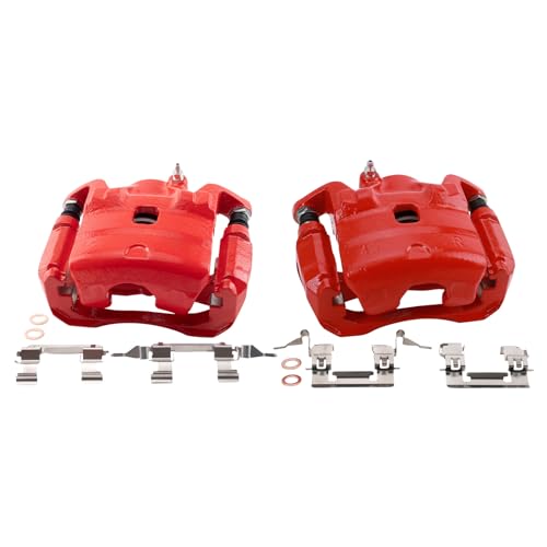 Image of TRQ Performance Front Driver and Passenger Side Brake Caliper Set Caliper Brackets Hardware Compatible with 07-09 Nissan Altima 07-10 Sentra SE-R 07-08 Sentra SE-R Spec V
