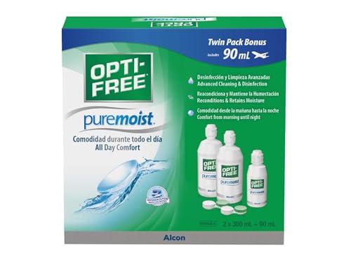 OPTI-FREE - PureMoist solução tudo em um para lentes macias, pacote de valor, 2 x 300 90 ml