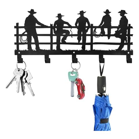 YY-Ladybug Cowboys Decorative Coat Hooks Wall Decor Coat Hooks Hanging Clothes Robes Towels Coat Hooks Western Cowboy Decorative Wall Hooks (Black) Cover
