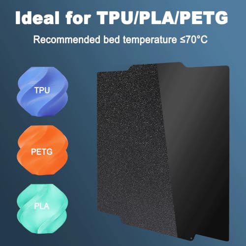 Image of 266x293mm Black PEI Build Plate for Flashforge Creator 5 /5 Pro, Double-Sided Smooth PEI+Textured PEI Spring Steel Sheet Heat Bed with Strong Adhesion & Easy Part Removal