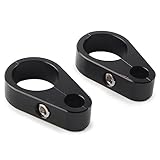 FSFY 2PCS Motorcycle Brake Clutch Cable Wire Clamp Clip For Harley 1'' Handlebar, 1 HOLE, BLACK