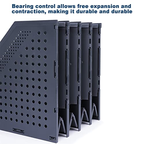 Image of FRETONBA Foldable Magazine Folder Holder for A4 Size with 4 Compartments, Desk Organizer for Office Organization Storage for School and Office, Dark Grey