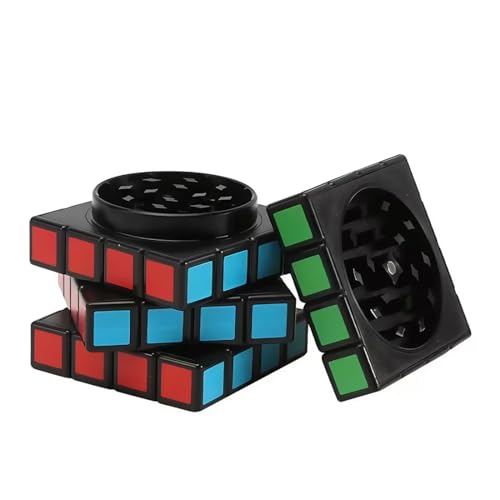 Grinder Juego de molinillo de polen triturar hierbas, Cube Grinder, Molinillo de hierbas, accesorios de especias, Adecuado para hierbas, flores, especias con raspador, Multicolor, 60 mm
