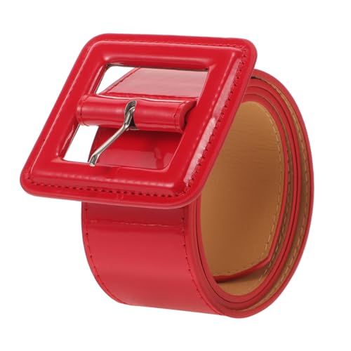 CONGARTENO Ceinture Large En Similicuir Brillant Style Vintage Femme Ceinture Western Décorative Pour Robe Et Jean 103 Cm Rouge Profond