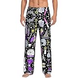 Magic Witch Witchcraft - Pantalones de pijama para hombre, con bolsillos, cintura elástica, cómodos, suaves, regalos para hombre, blanco, S
