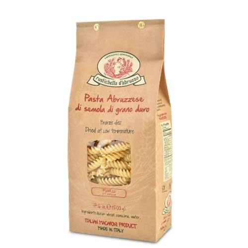 Rustichella d'Abruzzo Fusilli - 500g Classic Spiral Pasta - Made from Durum Wheat - Cooks in 9-11 Minutes - Perfect for Sauces, Salads, or Baked Dishes
