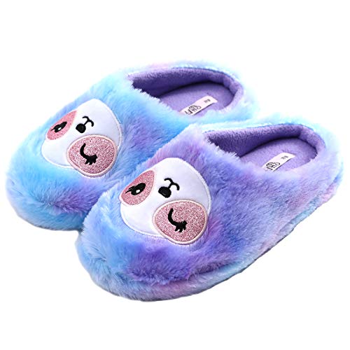 Millffy Soft Fuzzy Animal Slippers Mother Daughter Sloth Foot Pals Rainbow Unicorn Slippers for Girls Women3