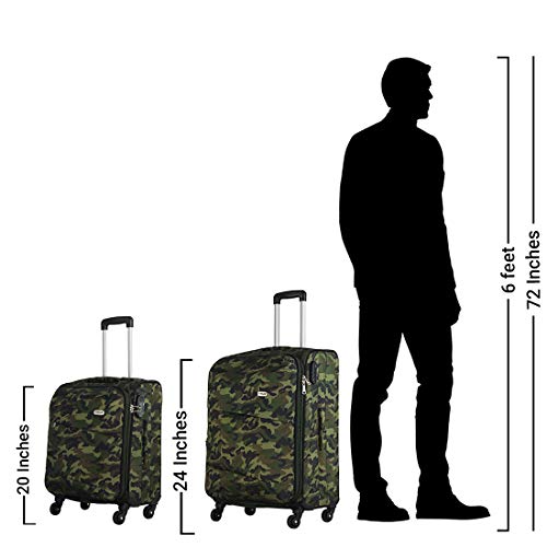 Image of Timus Indigo Spinner Military Set of 2 20 inch & 24 inch /55 & 65cm 4 Wheel Strolley Suitcase for Travel Check-in Luggage for Men Best Waterproof Luggage for Women /Soft Sided Luggage /Check-in Luggage