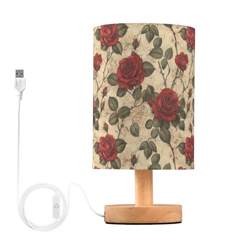 Lámpara USB Retro Roja Rosa para Mesa de Noche miniatura 1