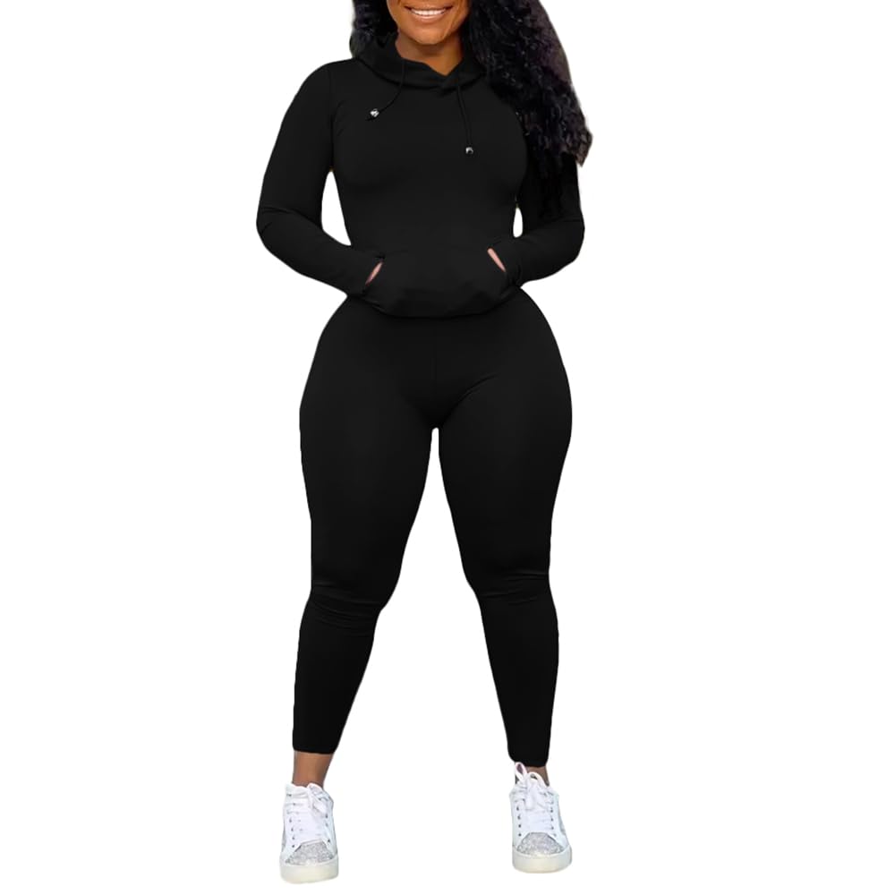 Nimsruc 2 Piece Outfits For Women Sweatsuits Sets Hooded Tracksuit Long Sleeve Pullover Jogger Sweat Pants Set